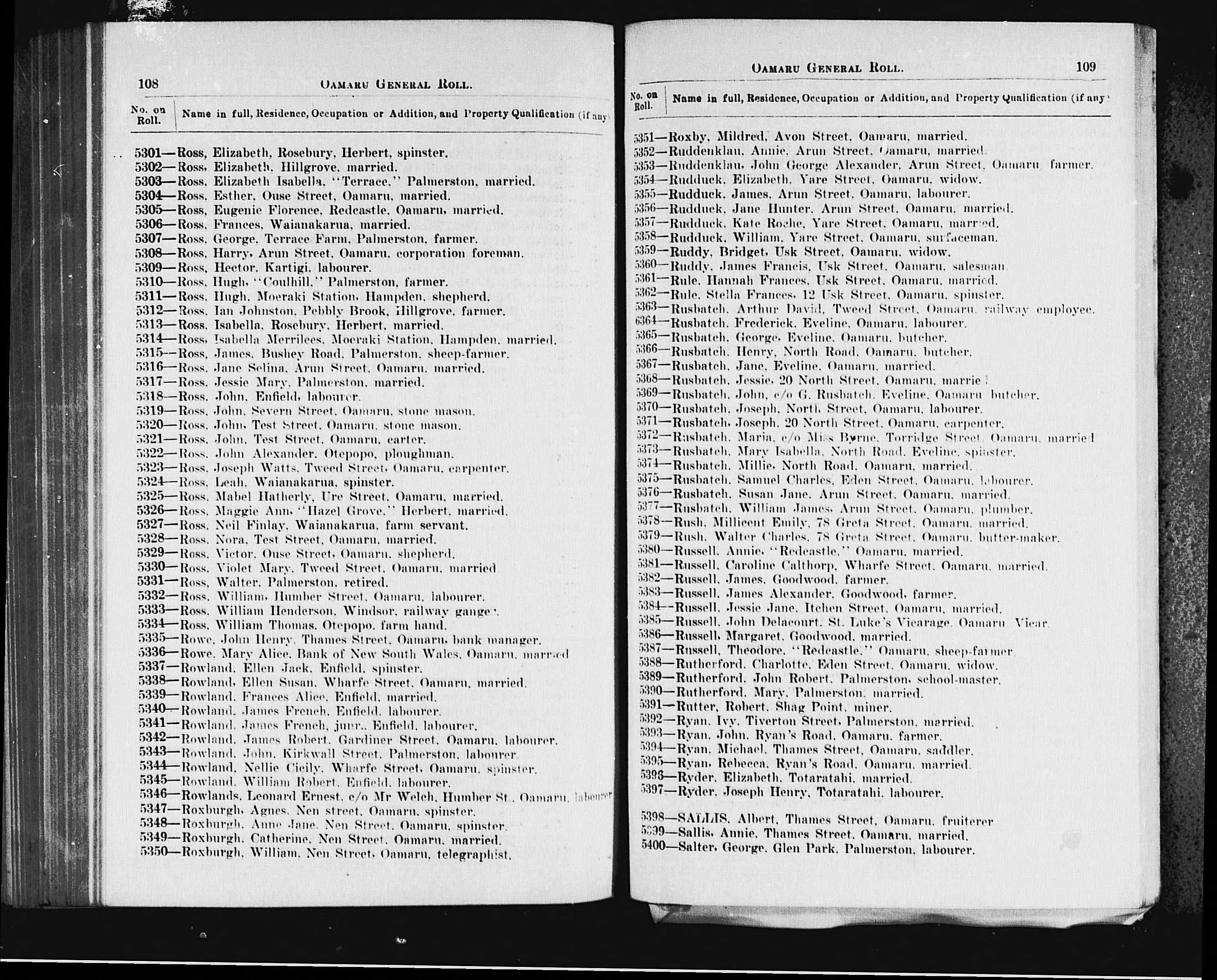 New Zealand, Electoral Rolls, 1853-1981