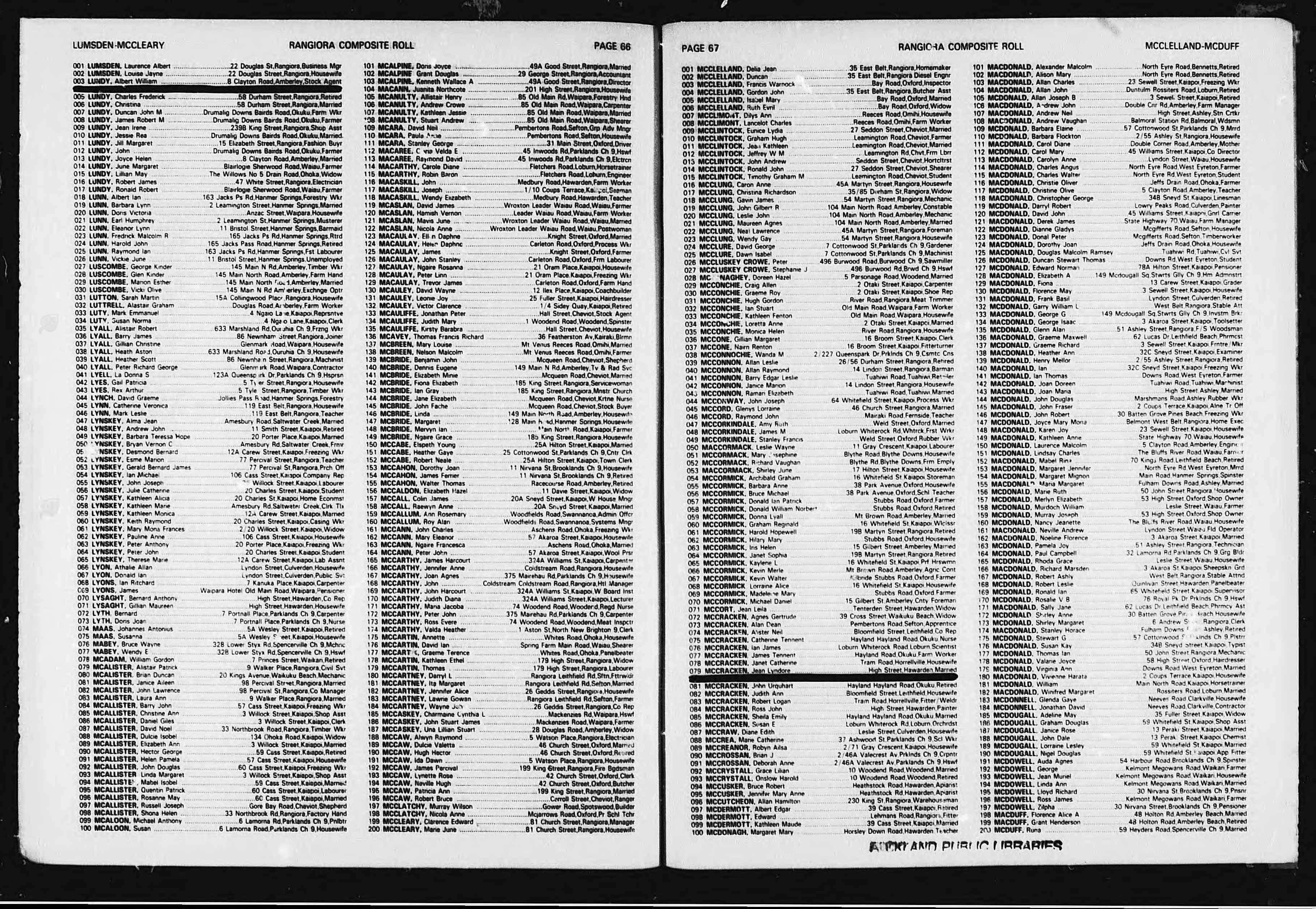 New Zealand, Electoral Rolls, 1853-1981